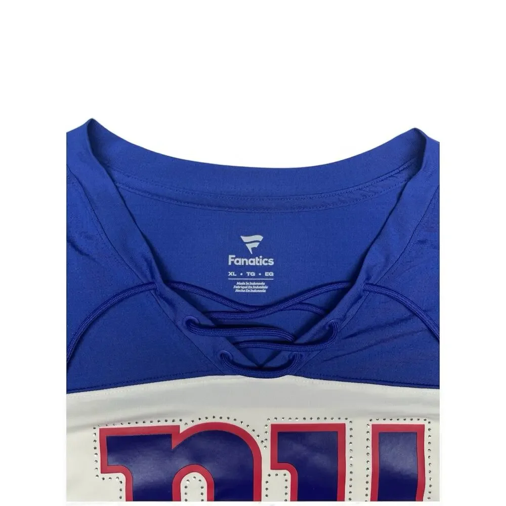 Women’s Size XL Fanatics White Royal New York Giants Lace Up T-Shirt V-Neck